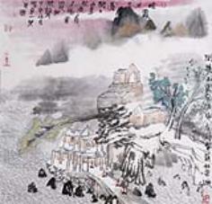 晓霞坐望图