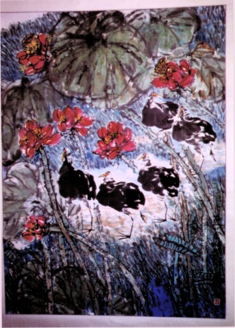 池塘情趣（全国第十二届花鸟画大展作品、中国美术馆展览作品）